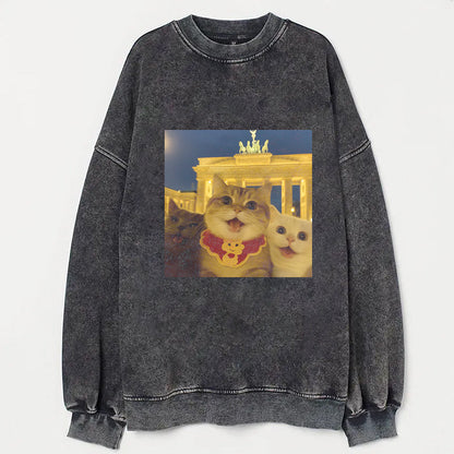 Cat Taking Selfie with Brandenburg Gate Funny T-Shirt