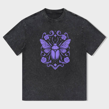 Purple Beetle Floral Design Men's Graphic T-Shirt