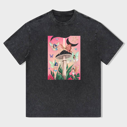 Funky Mushroom Art Graphic T-Shirt for Women Men Unisex Casual Tee with Unique Design Comfortable Fit Fashion Top T-Shirt