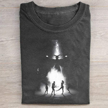 Men's Graphic T-Shirt with Alien UFO and Silhouette Design T-Shirt