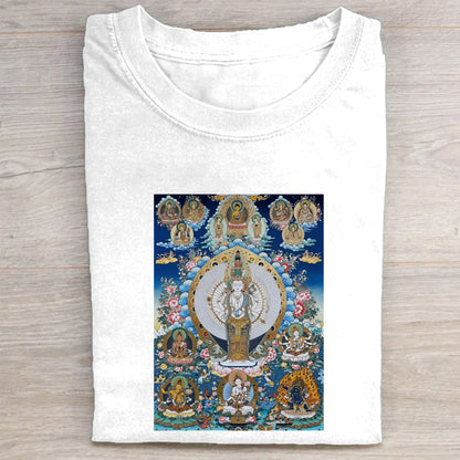 Buddhist Thangka Art T-Shirt for Men Women - Tibetan Mandala Design - Spiritual Meditation Clothing - Comfortable Casual Tee - Unique Gift Idea