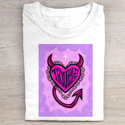Pink Devil Heart Graphic T-Shirt