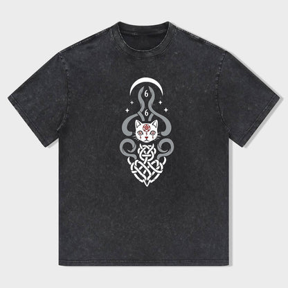 Cute Cat Celtic Knot Design Graphic T-Shirt