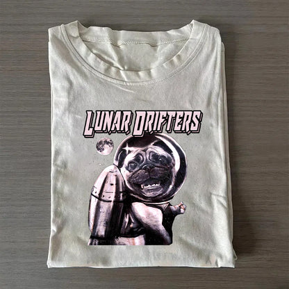 Pug Moon Adventure Funny T-Shirt