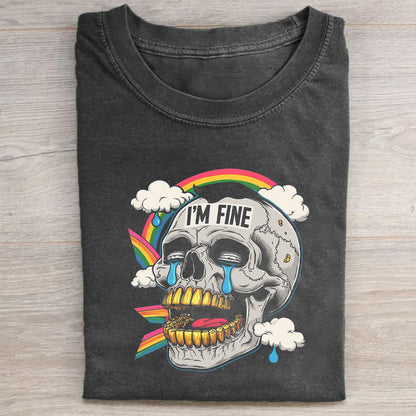 I'm Fine Skull Rainbow Graphic T-Shirt