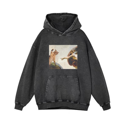 Cat God Creation Of Adam Meme T-shirt