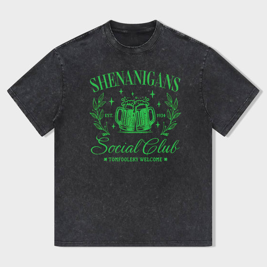 Retro St. Patrick's Day Shenanigans Social Club Unisex T-Shirt - heygraff
