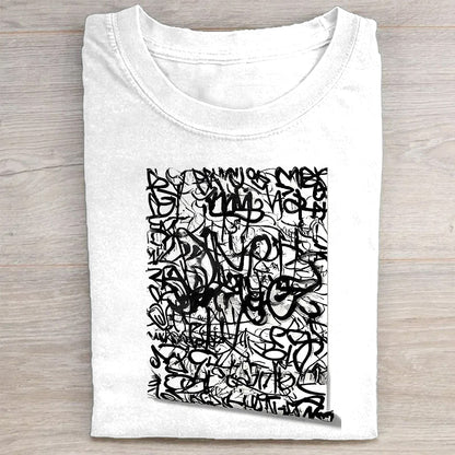 Abstract Black and White Graphic T-Shirt