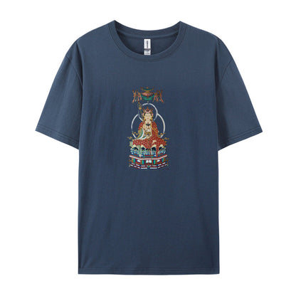 Buddhist Deity Artwork Graphic T-Shirt for Men Women  Spiritual Meditation Clothing  Comfortable Casual Tee  Unique Design Top  White Cotton Shirt