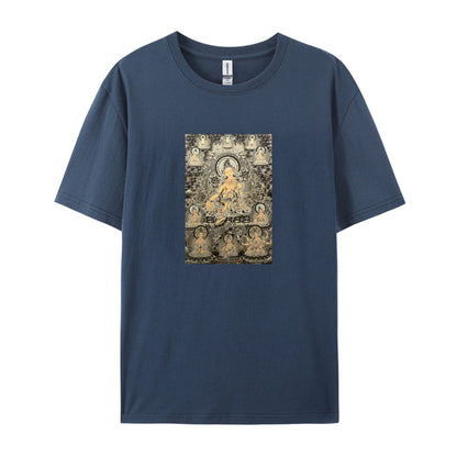 Buddhist Art T-Shirt  Golden Buddha Design  Spiritual Meditation Clothing  Unique Religious Graphic Tee  Men Women Unisex Fit  Comfortable Casual Wear  Traditional Zen Buddhism Apparel