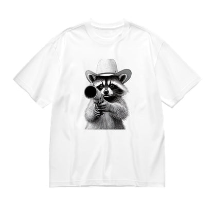 Raccoon Detective Graphic Print T-Shirt