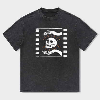 Skull Design Graphic Print Short Sleeve T-Shirt