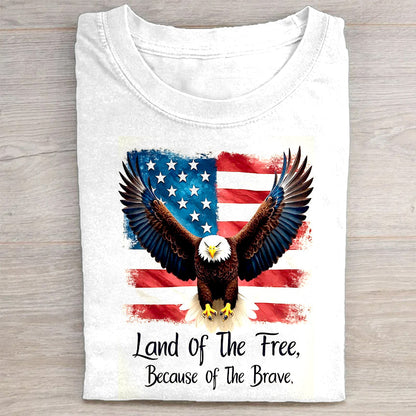 Land of the Free Because of the Brave American Flag Eagle T-Shirt