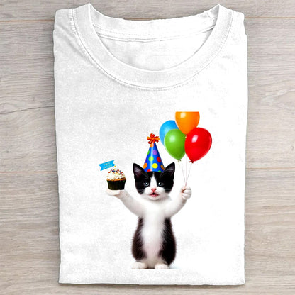 Cute Cat Birthday Party Graphic T-Shirt
