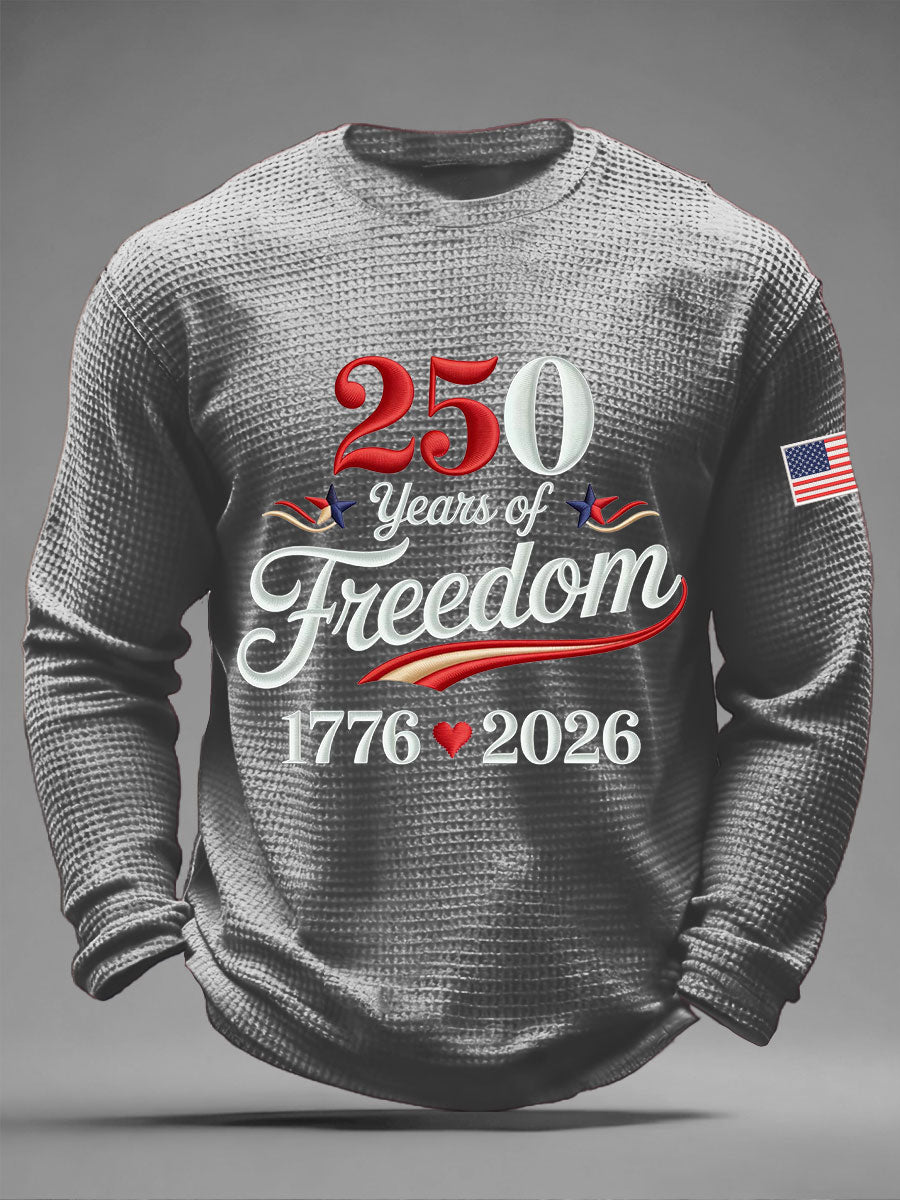 250th Anniversary Waffle Print Casual T-Shirt For Men