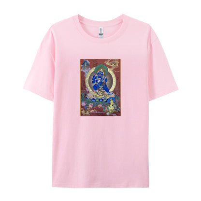 Buddhist Thangka Art T-Shirt  Blue Buddha Design  Spiritual Meditation Clothing  Unique Tibetan Style Graphic Tee  Men Women Unisex Fit  Comfortable Cotton Top