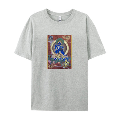 Buddhist Thangka Art T-Shirt  Blue Buddha Design  Spiritual Meditation Clothing  Unique Tibetan Style Graphic Tee  Men Women Unisex Fit  Comfortable Cotton Top