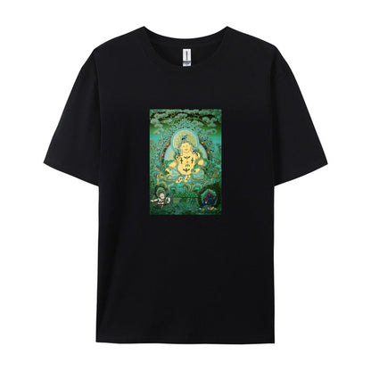 Buddhist Thangka Art White T-Shirt for Men Women - Tibetan Buddha Meditation Design - Spiritual Yoga Clothing - Unique Graphic Tee - Comfortable Casual Wear