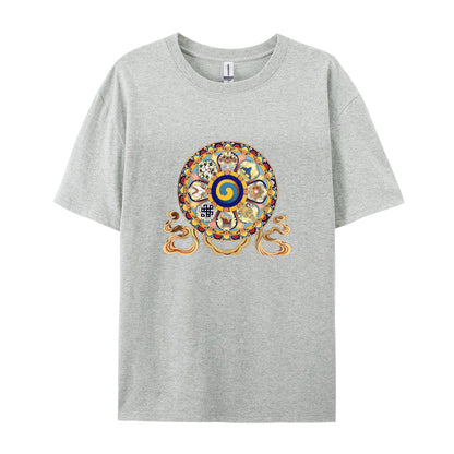 Mandala Design T-Shirt for Men Women - Colorful Buddhist Art Graphic Tee - Spiritual Yoga Meditation Clothing - Unique Cultural Symbol Print Top - Comfortable Casual Daily Wear Shirt