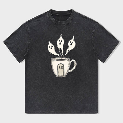 Ghostly Coffee Cup RIP Design Men's Graphic T-Shirt