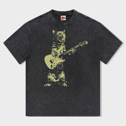 Cat playing guitar T-shirt - heygraff
