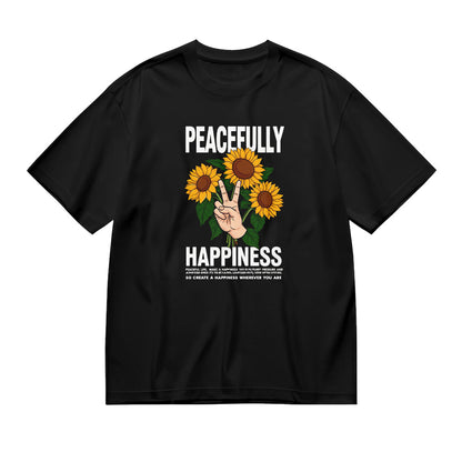 Peacefully Happiness Sunflower Graphic T-Shirt