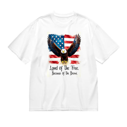 Land of the Free Because of the Brave American Flag Eagle T-Shirt