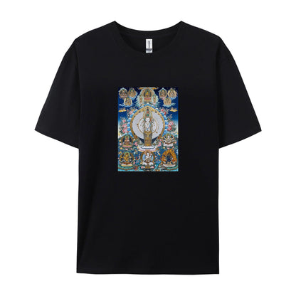 Buddhist Thangka Art T-Shirt for Men Women - Tibetan Mandala Design - Spiritual Meditation Clothing - Comfortable Casual Tee - Unique Gift Idea