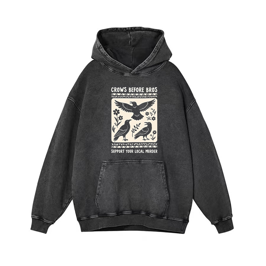 Crows Before Bros Support Your Local Murder - Black T-Shirt