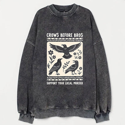 Crows Before Bros Support Your Local Murder - Black T-Shirt