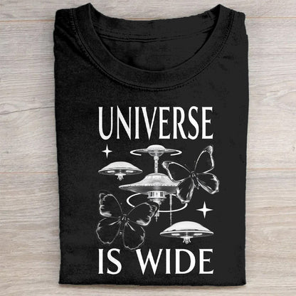 Universe Is Wide UFO Design Black T-Shirt