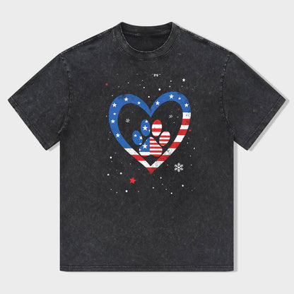 American Flag Heart Graphic T-Shirt