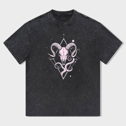 Baphomet Skull Graphic Tee Men's Cotton Short Sleeve T-Shirt
