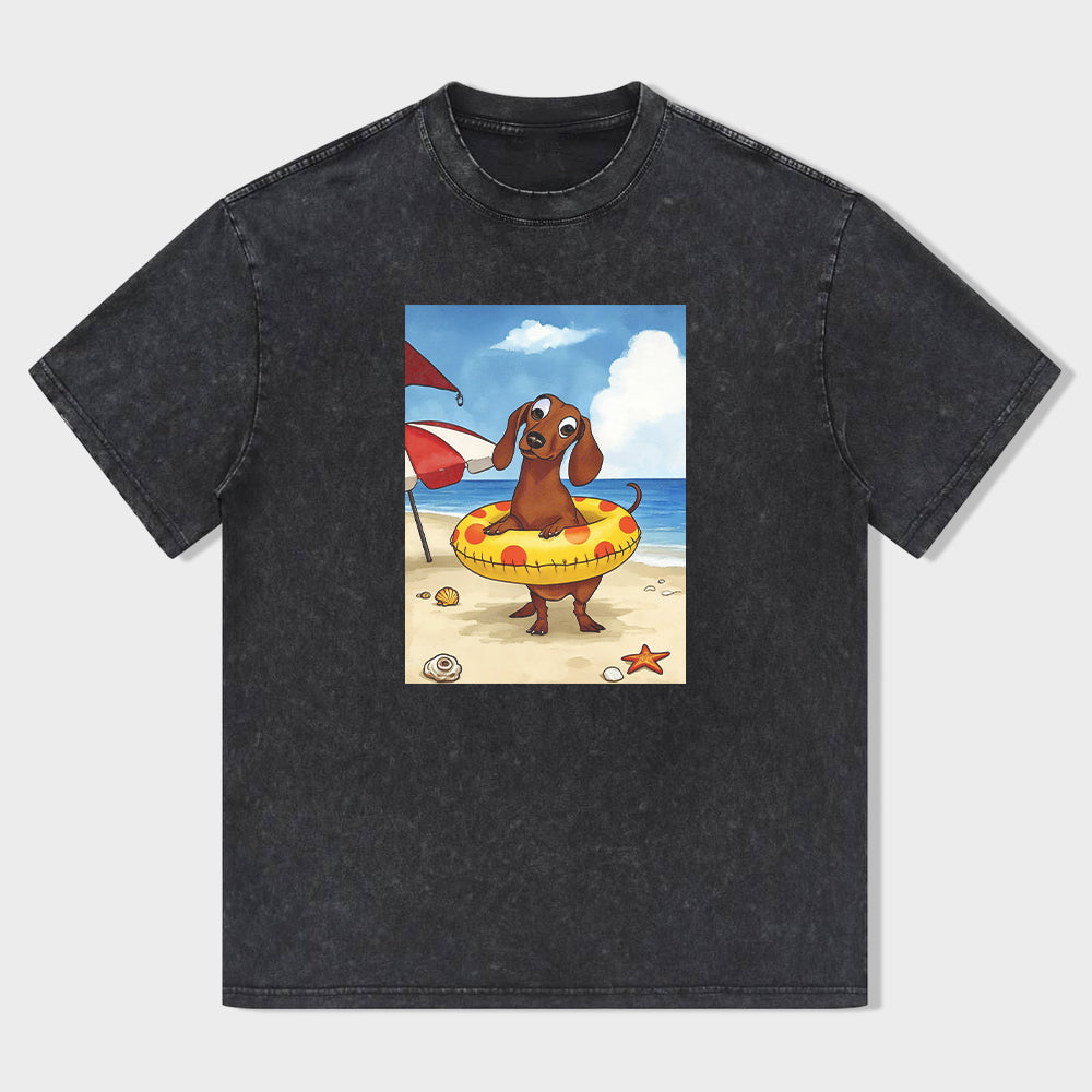 Beach Dog with Life Ring Graphic T-Shirt