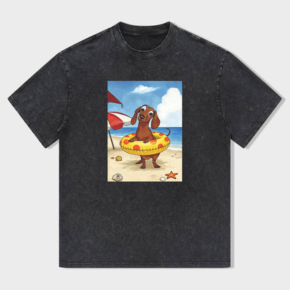 Beach Dog with Life Ring Graphic T-Shirt