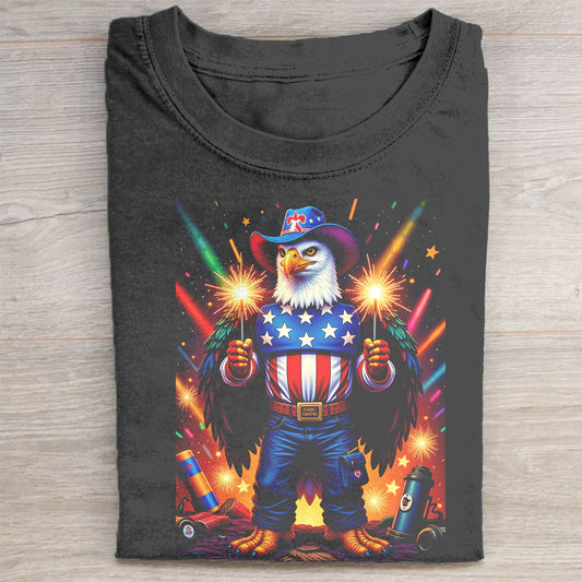 American Patriotic Cat Graphic T-Shirt