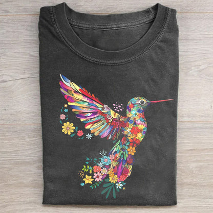 Floral Hummingbird tshirt - heygraff
