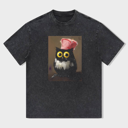 Cute Owl with Pink Hat Graphic T-Shirt