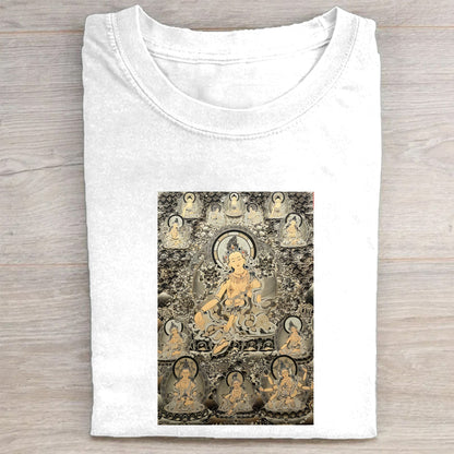 Buddhist Art T-Shirt  Golden Buddha Design  Spiritual Meditation Clothing  Unique Religious Graphic Tee  Men Women Unisex Fit  Comfortable Casual Wear  Traditional Zen Buddhism Apparel