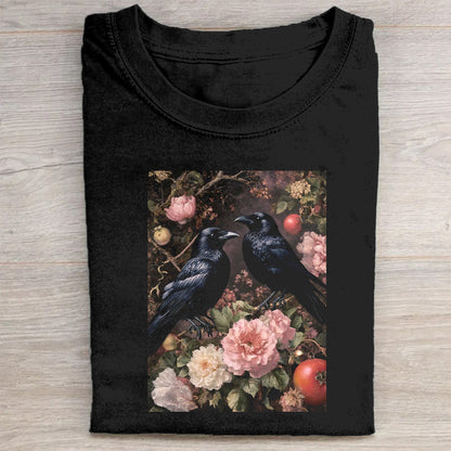 Raven and Rose Floral Graphic T-Shirt