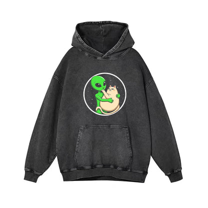 Alien Hugging Cat Graphic T-Shirt