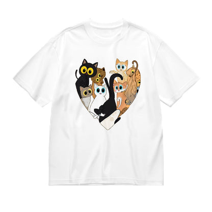 Cute Cats Heart Design Graphic T-Shirt