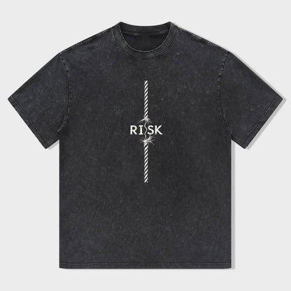 Men's Casual Graphic T-Shirt with RISK Print Design T-Shirt