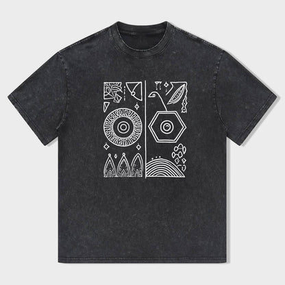 Geometric Pattern Graphic Tee for Men Women Unisex Casual Short Sleeve T-Shirt