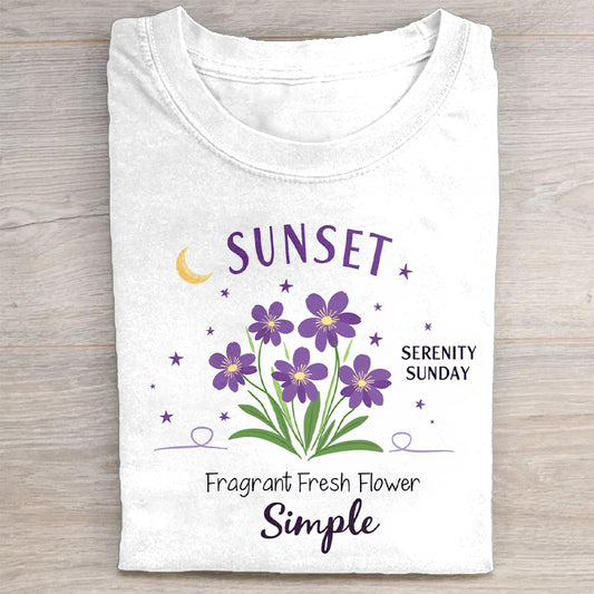 Sunset Serenity Sunday Fragrant Fresh Flower Simple Graphic T-Shirt