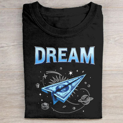 Dream Space Paper Airplane Graphic T-Shirt
