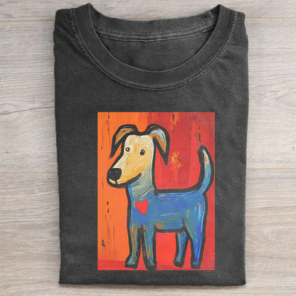 Artistic Dog Print Men's Casual T-Shirt
