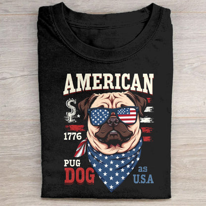 American Pug Dog USA Flag Patriotic T-Shirt