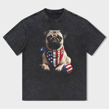 Patriotic Pug American Flag T-Shirt