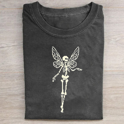 Skull Fairy Graphic Print Men's Casual Short Sleeve T-Shirt